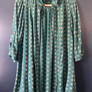 Anthropologie Maeve Teal Floral Tunic